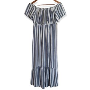 Isabel Maternity by Ingrid & Isabel Blue and White Striped Midi Dress